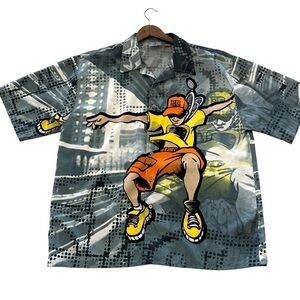 Vintage JORDON CRAIG Y2K Hip Hop 90s Button Front Graphic Shirt Size XL